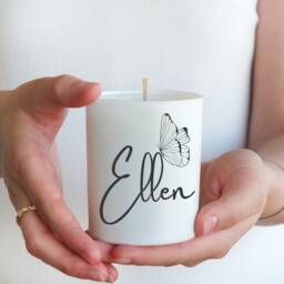 Custom Name Soy Candle, Butterfly Design, Personalized Gift - thumbnail 3