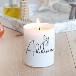 Custom Name Soy Candle, Butterfly Design, Personalized Gift - thumbnail 2