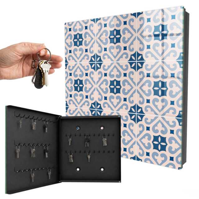 Ornamental Pattern Wall Mounted Key Cabinet, Blue Box For Home, Vintage Backgrounds & Patterns, Style Lovers - image 1