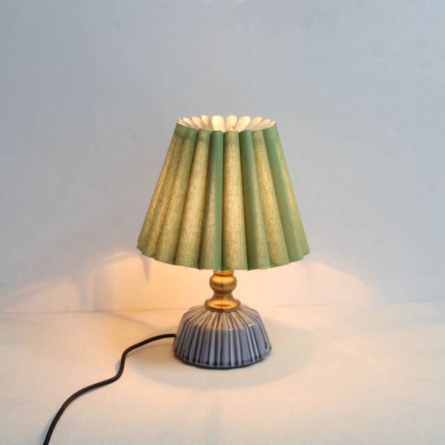 Handmade Green Fabric Table Lamp With Ceramic Base-97# - image 1