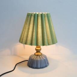 Handmade Green Fabric Table Lamp With Ceramic Base-97# - thumbnail 4