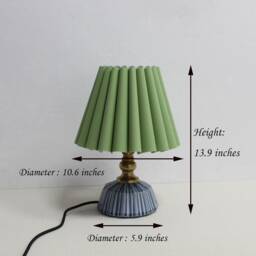 Handmade Green Fabric Table Lamp With Ceramic Base-97# - thumbnail 3