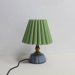 Handmade Green Fabric Table Lamp With Ceramic Base-97# - thumbnail 2