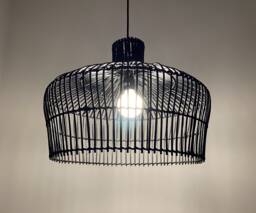 Rattan Pendant Light, Room Ceiling Lighting Fixture, Black/Natural Color Brown, Width 19.7'' - thumbnail 1