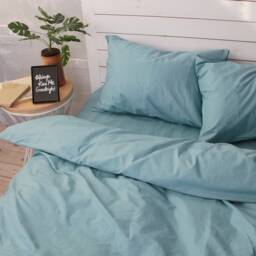 Cotton Duvet Cover Set in Aquamarine. Cover + 2 Pillowcases. Twin Full Queen King Single Kingsingle Double Custom Bed Linen - thumbnail 1