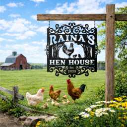 Custom Chicken Coop Metal Sign - Floral Hen House Decor Farm Name Wall Art - thumbnail 4