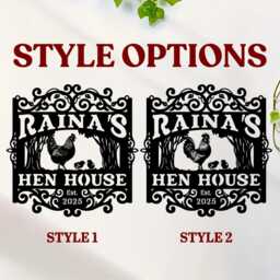 Custom Chicken Coop Metal Sign - Floral Hen House Decor Farm Name Wall Art - thumbnail 2