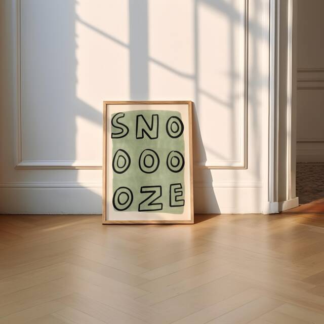Snooze Unframed Print - Bedroom Prints Art Posters Decor Quirky Housewarming Gifts Childrens Nursery - image 1