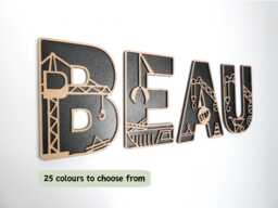 Construction Themed Wooden Letters - Truck Crane Wall Art - thumbnail 1