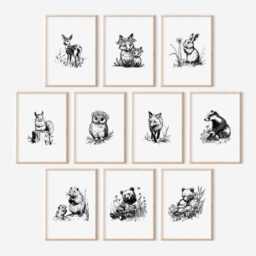 Woodland Nursery Prints Baby Room Decor, Wall Art Gift, Animal Kids Forest - thumbnail 3