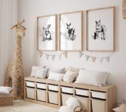 Woodland Nursery Prints Baby Room Decor, Wall Art Gift, Animal Kids Forest - thumbnail 1