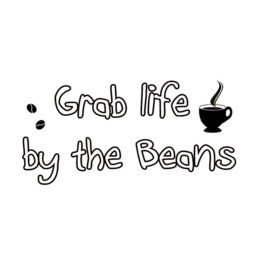 "Vwaq Grab Life By The Beans Matte Black Vinyl Wall Art Decals Coffee Quotes Sayings Stickers - 11""H X 22" - thumbnail 3