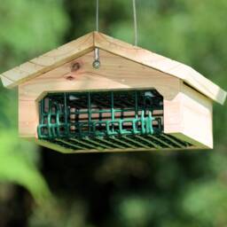 Cedar Woodpecker Feeder For Upside-Down Eating Birds - Holds Suet Or Peanuts Nuthatches, Chickadees, Finches, & Warblers Garden Decor - thumbnail 3