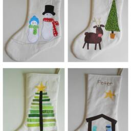 Personalized Christmas Stocking - Children Stockings in Snowmen, Christmas Tree, Reindeer & Nativity Large - thumbnail 4