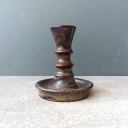 Brown Stoneware Candle Holder Modern Ceramic Candlestick - thumbnail 4