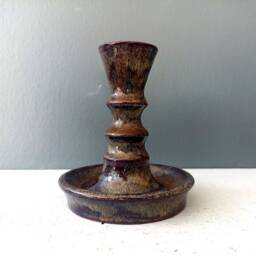 Brown Stoneware Candle Holder Modern Ceramic Candlestick - thumbnail 2