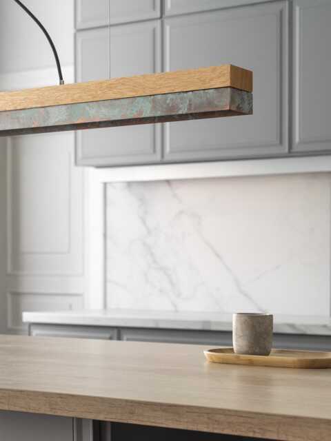 Pendant Lamp - Oak Wood & Oxidised Copper Dining Room Gantlights Led - image 1