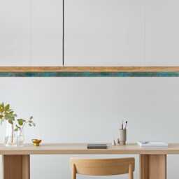 Pendant Lamp - Oak Wood & Oxidised Copper Dining Room Gantlights Led - thumbnail 2