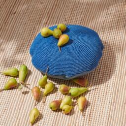 Raffia Throw Pillow, Blue Round Pillow, Pillow Cover, Hand-Knit Cushion Boho Croched Cover 16 - thumbnail 2