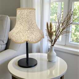 Handmade William Morris Natural Willow Bough Scalloped Lampshade Gold Braid, Bespoke British Made - thumbnail 2