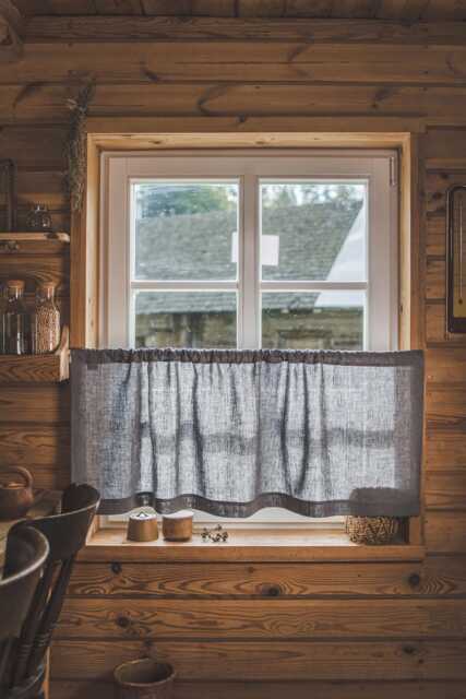 Grey Linen Caf?? Curtain - Farmhouse Kitchen Curtain, Rod Pocket Window Panel, Rustic Country Style, Semi-Privacy Curtain - image 1