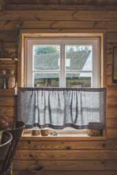 Grey Linen Caf?? Curtain - Farmhouse Kitchen Curtain, Rod Pocket Window Panel, Rustic Country Style, Semi-Privacy Curtain