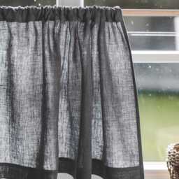 Grey Linen Caf?? Curtain - Farmhouse Kitchen Curtain, Rod Pocket Window Panel, Rustic Country Style, Semi-Privacy Curtain - thumbnail 2
