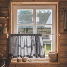 Grey Linen Caf?? Curtain - Farmhouse Kitchen Curtain, Rod Pocket Window Panel, Rustic Country Style, Semi-Privacy Curtain - thumbnail 3