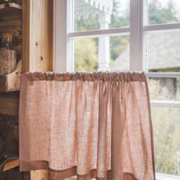 Grey Linen Caf?? Curtain - Farmhouse Kitchen Curtain, Rod Pocket Window Panel, Rustic Country Style, Semi-Privacy Curtain - thumbnail 4