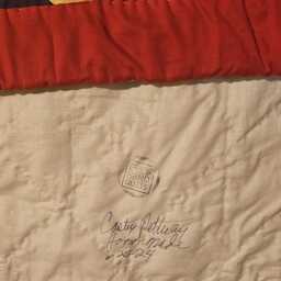 Handsewn-Artistic Cotton Quilted Throw-Purple, Yellow, Green With Red Trim-Gee's Bend Quilt - thumbnail 4