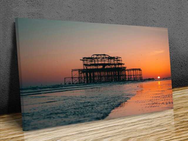 Brighton West Pier Sunset Canvas Print , Wall Art , Mounted Canvas Print Ready To Hang - image 1