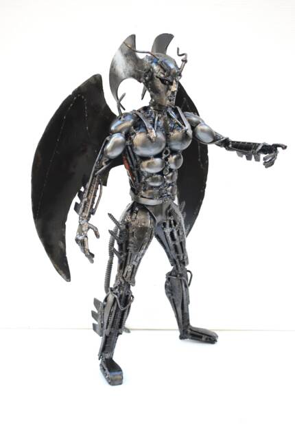 Devilman Scrap Metal Sculpture, Handmade Recycled Steel Art, Unique Anniversary Gift For Him - image 1