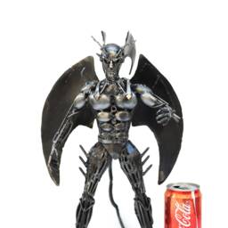 Devilman Scrap Metal Sculpture, Handmade Recycled Steel Art, Unique Anniversary Gift For Him - thumbnail 3