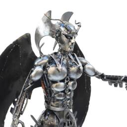 Devilman Scrap Metal Sculpture, Handmade Recycled Steel Art, Unique Anniversary Gift For Him - thumbnail 4
