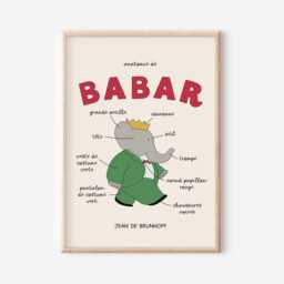 Babar The Elephant Anatony Print, Babar, Nursery Kids Bedroom, Girl, Boy, Playroom Wall Art, Unframed, A1/A2/A3/A4/A5, French Print - thumbnail 1