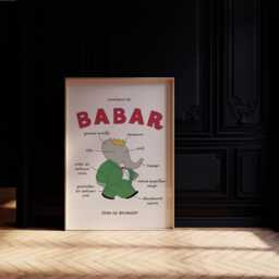 Babar The Elephant Anatony Print, Babar, Nursery Kids Bedroom, Girl, Boy, Playroom Wall Art, Unframed, A1/A2/A3/A4/A5, French Print - thumbnail 2