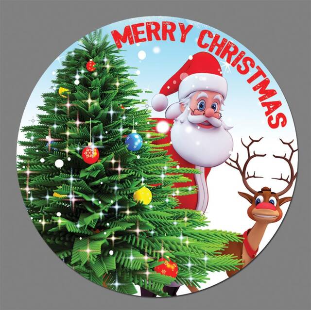 Small & Extra Large Santa Father Christmas Merry Decorative Decor Gloss Round Wall Sticker Adhesive Decal