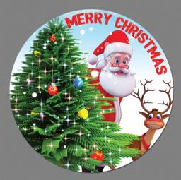 Small & Extra Large Santa Father Christmas Merry Decorative Decor Gloss Round Wall Sticker Adhesive Decal