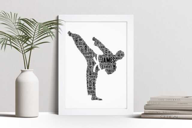 Personalised Male Karate Word Art Print, Martial Arts Gift, Custom Wall Framed Picture, Present For Men, Boys Nl - image 1