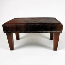 Brown Brindle Cowhide Footstool, Handmade Ottoman - 24x16x13, 303 - thumbnail 2