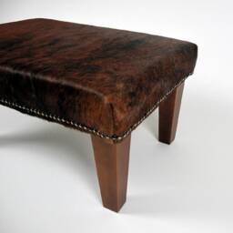 Brown Brindle Cowhide Footstool, Handmade Ottoman - 24x16x13, 303 - thumbnail 3
