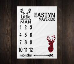 Little Man Milestone Deer Blanket Month Growth Tracker Minky Fleece Baby Shower Gift Girl Boy Arrow Gender Neutral - thumbnail 1