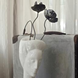 Metal Flower Branch Poppy Bouquet Forged Sculpture 6Th Iron Anniversary By The Steel Style Things - thumbnail 3