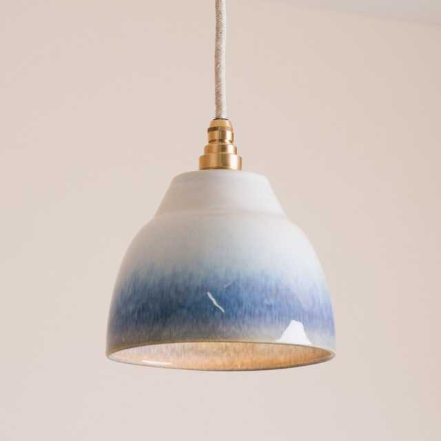Blue & White Small Element Pendant Light in Ceramic Brass/Nickel - image 1