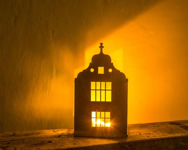Tin House Candle Holder Amsterdam Lantern, Industrial Table Decor - image 1