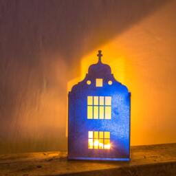 Tin House Candle Holder Amsterdam Lantern, Industrial Table Decor - thumbnail 2