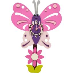 Butterfly Flower Personalised Wooden Pendulum Children's Clock - thumbnail 2