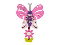 Butterfly Flower Personalised Wooden Pendulum Children's Clock