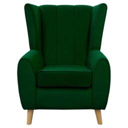 Green Velvet Wingback Chair Handmade Fluted Armchair - thumbnail 2