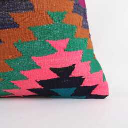 Vintage Kilim Pillow Cover 16'' Bohemian Turkish Rug Throw - thumbnail 2